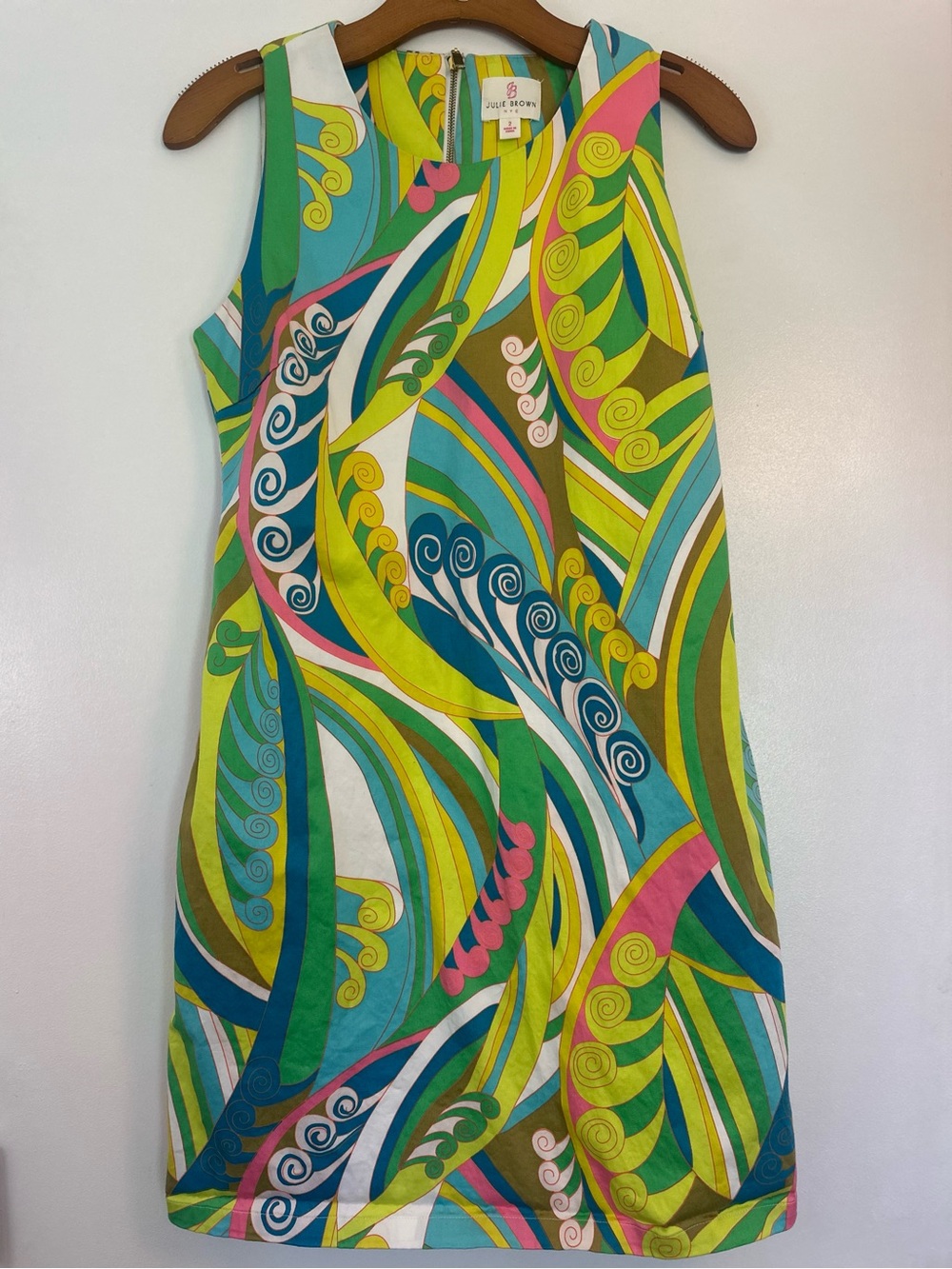 JB by Julie Brown Bright Green Multi-Color Sleeveless Mini Dress